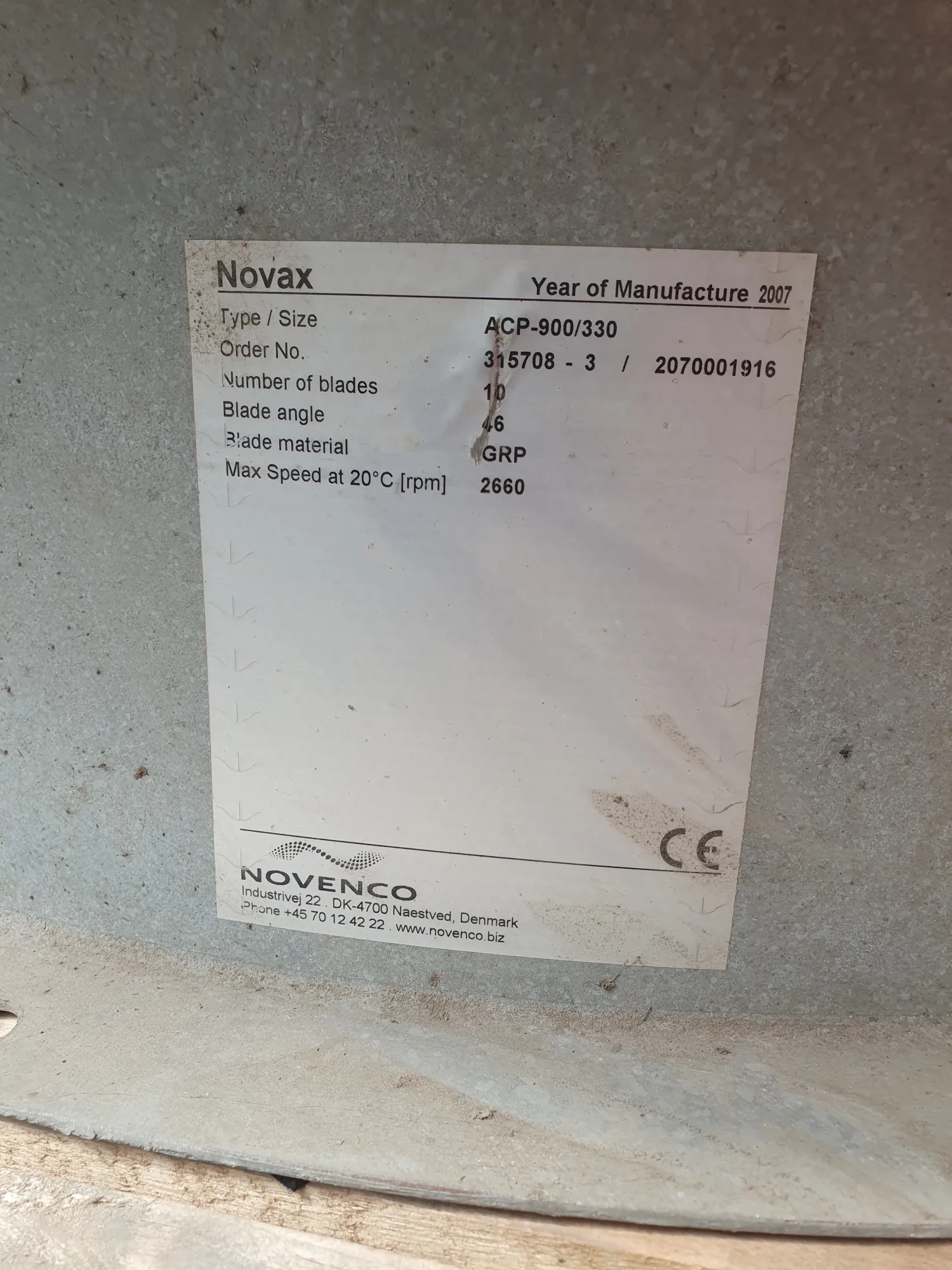 Novenco ACP-900/330 Ventilatoren te Koop - Goede Staat