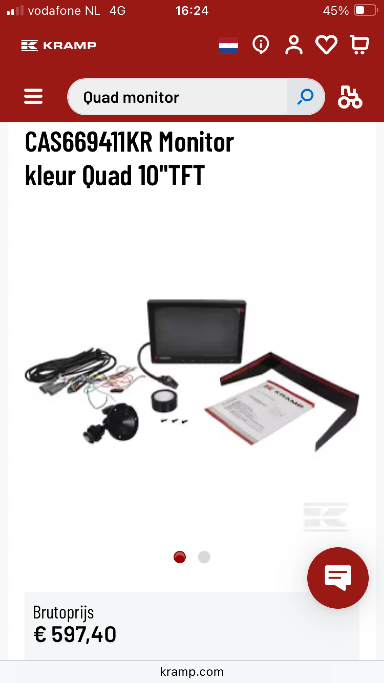 Kramp LCD Quad Monitor Set - Complete set met camera's