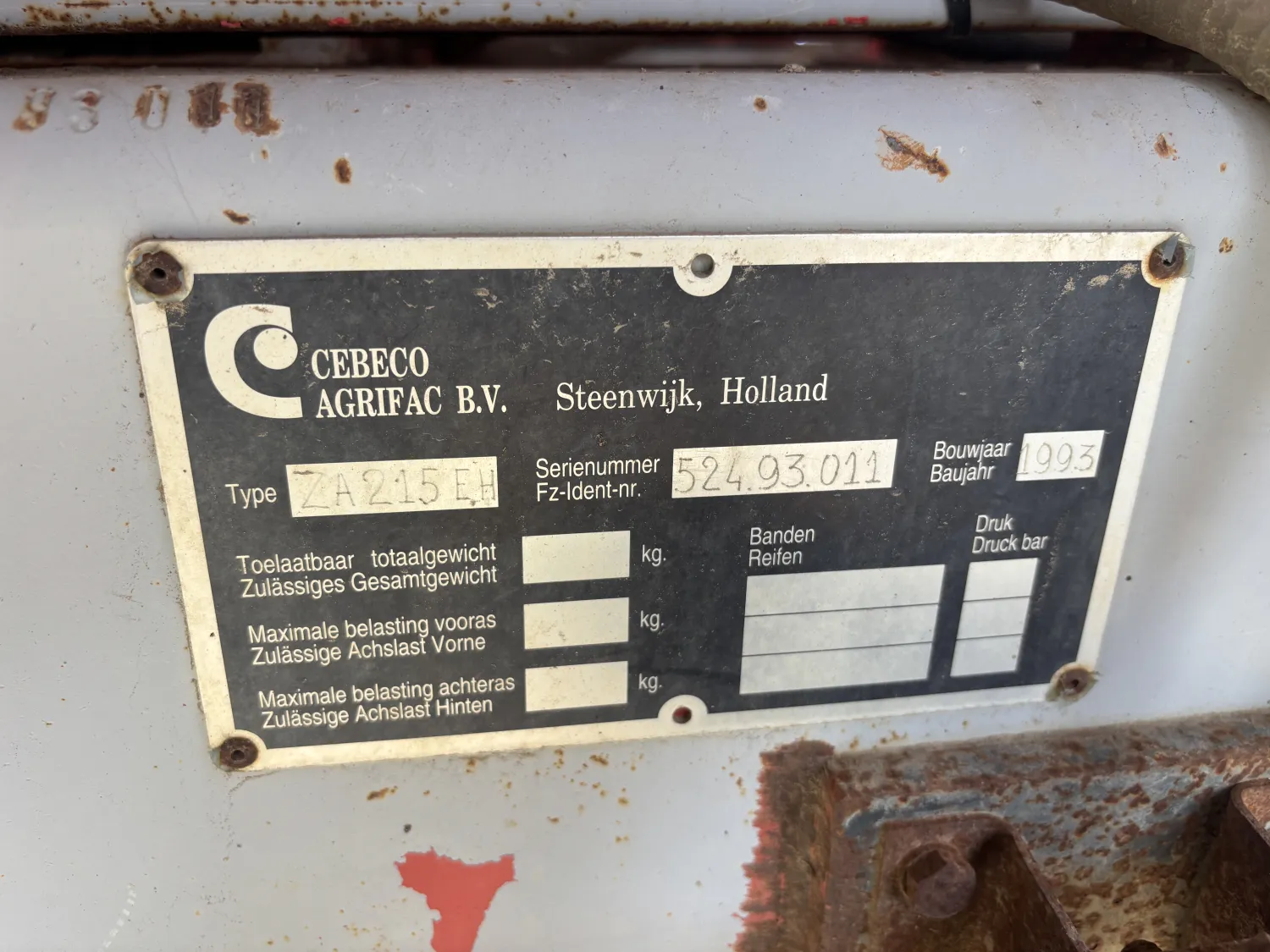 Agrifac/Cebeco ZA215 Knolselderijrooier - Basis voor Omouw