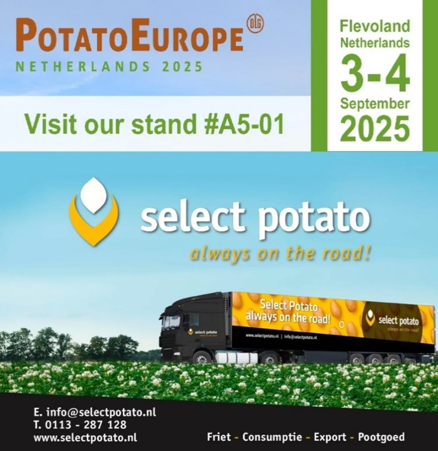 Potato Europe 2025 | Stand A5-01 Lelystad
