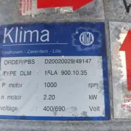 Klima DLM-15LA Low Noise Axial Fans - 90cm, 2.2KW
