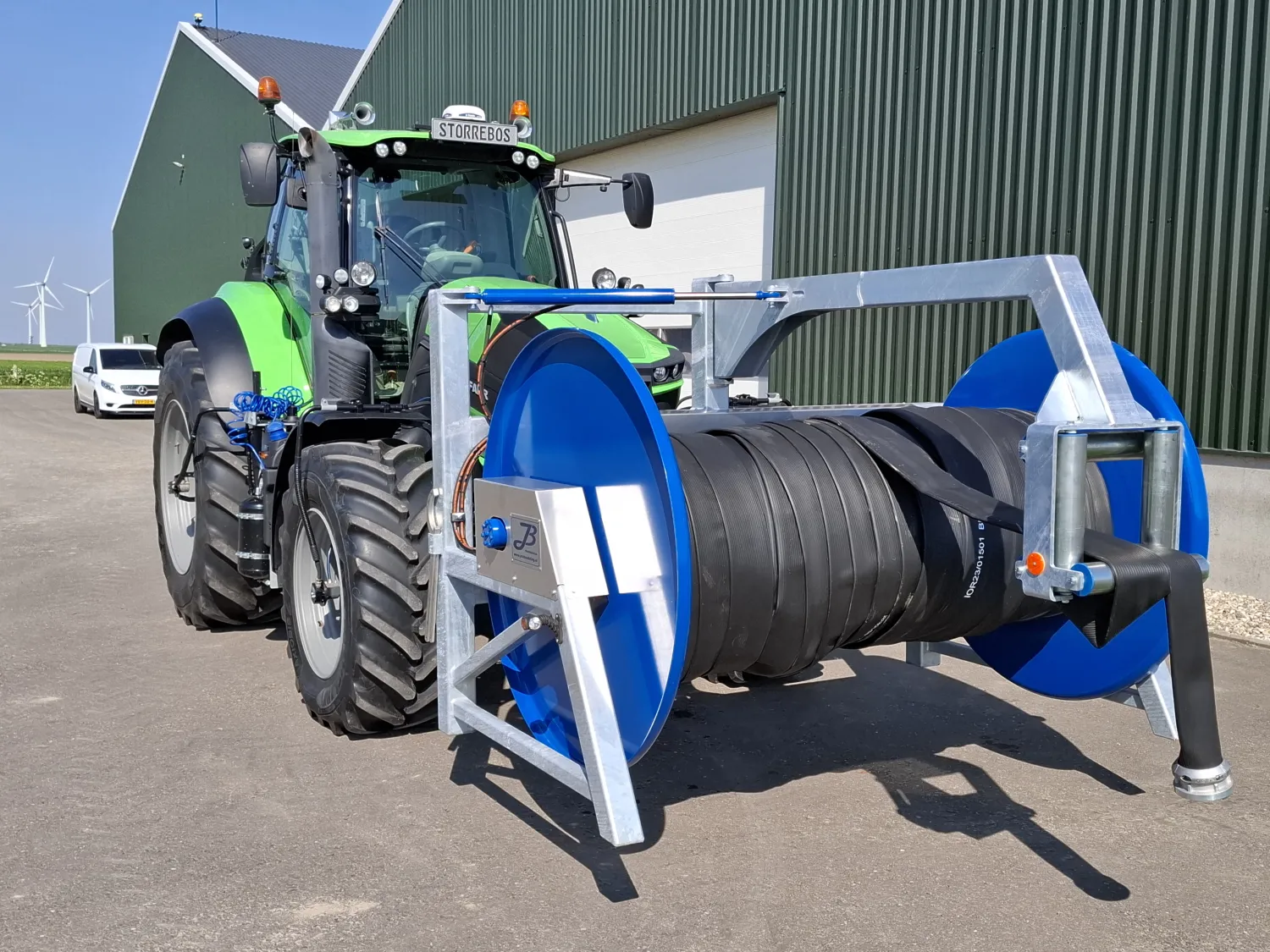 Slanghaspel M2: 900m 5" slang, gegalvaniseerd frame