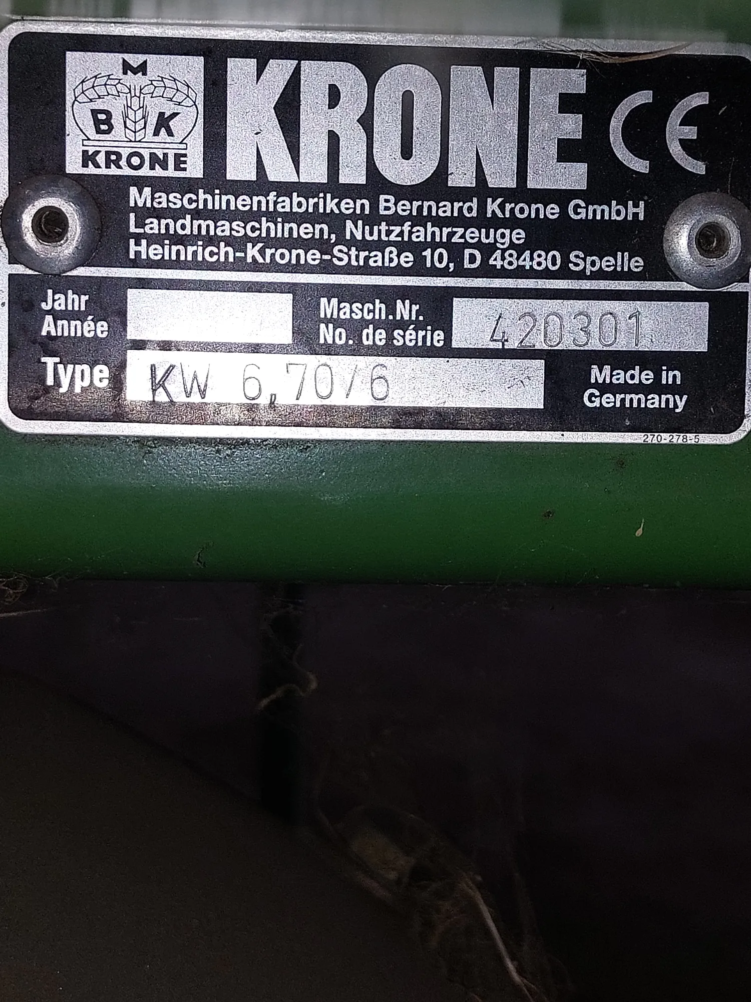 Krone 6 Element Schudder: Goed Onderhouden