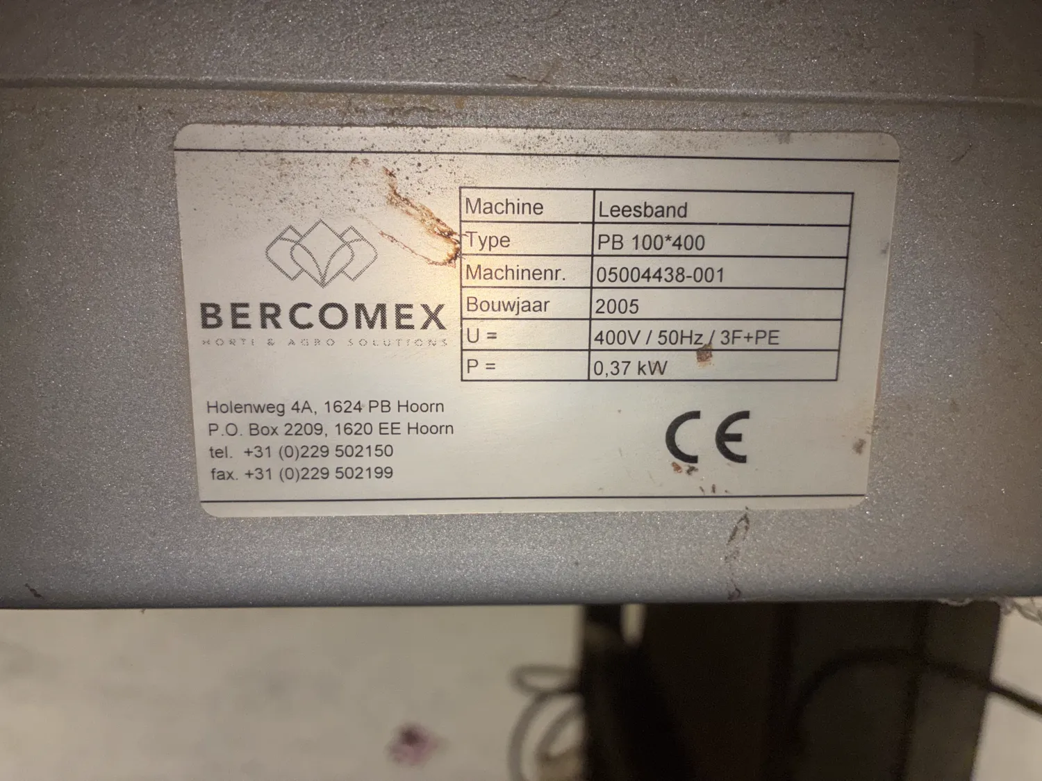 Przenośnik taśmowy płaski Bercomex z regulatorem częstotliwości