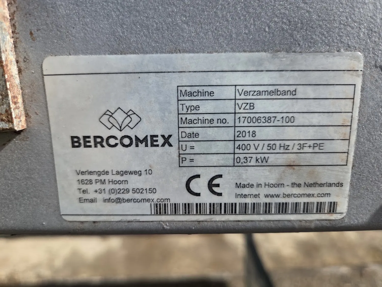 Bercomex VZB Transportband - 2018 Model, Goede Staat