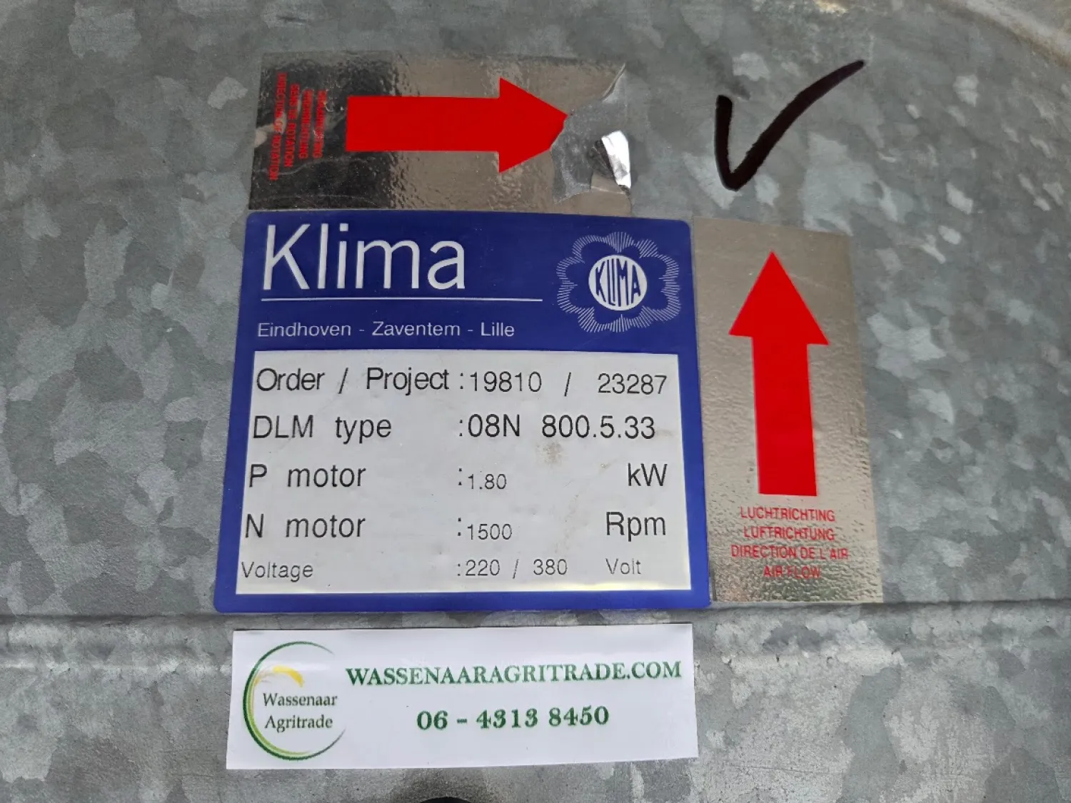 Klima DLM-08N Axiaalventilatoren | 80cm, 1.8KW, 1500rpm