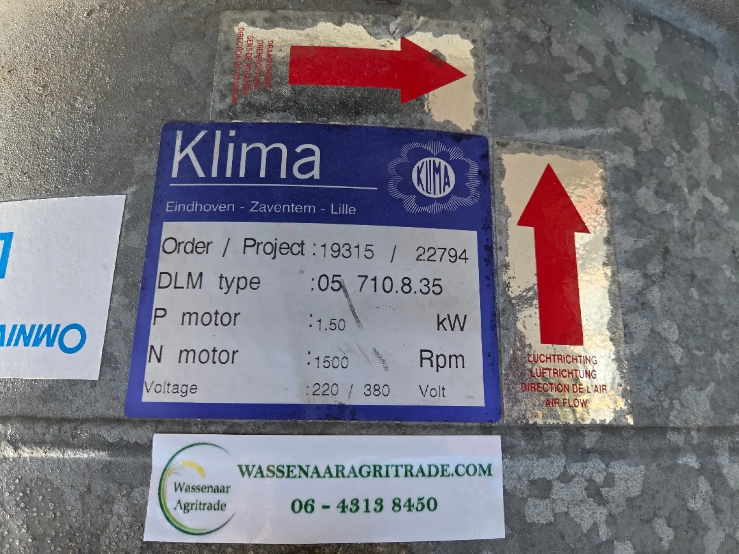 Ventiladores axiales Klima DLM-05 - 71cm, 1.5KW, 17.640m3/h