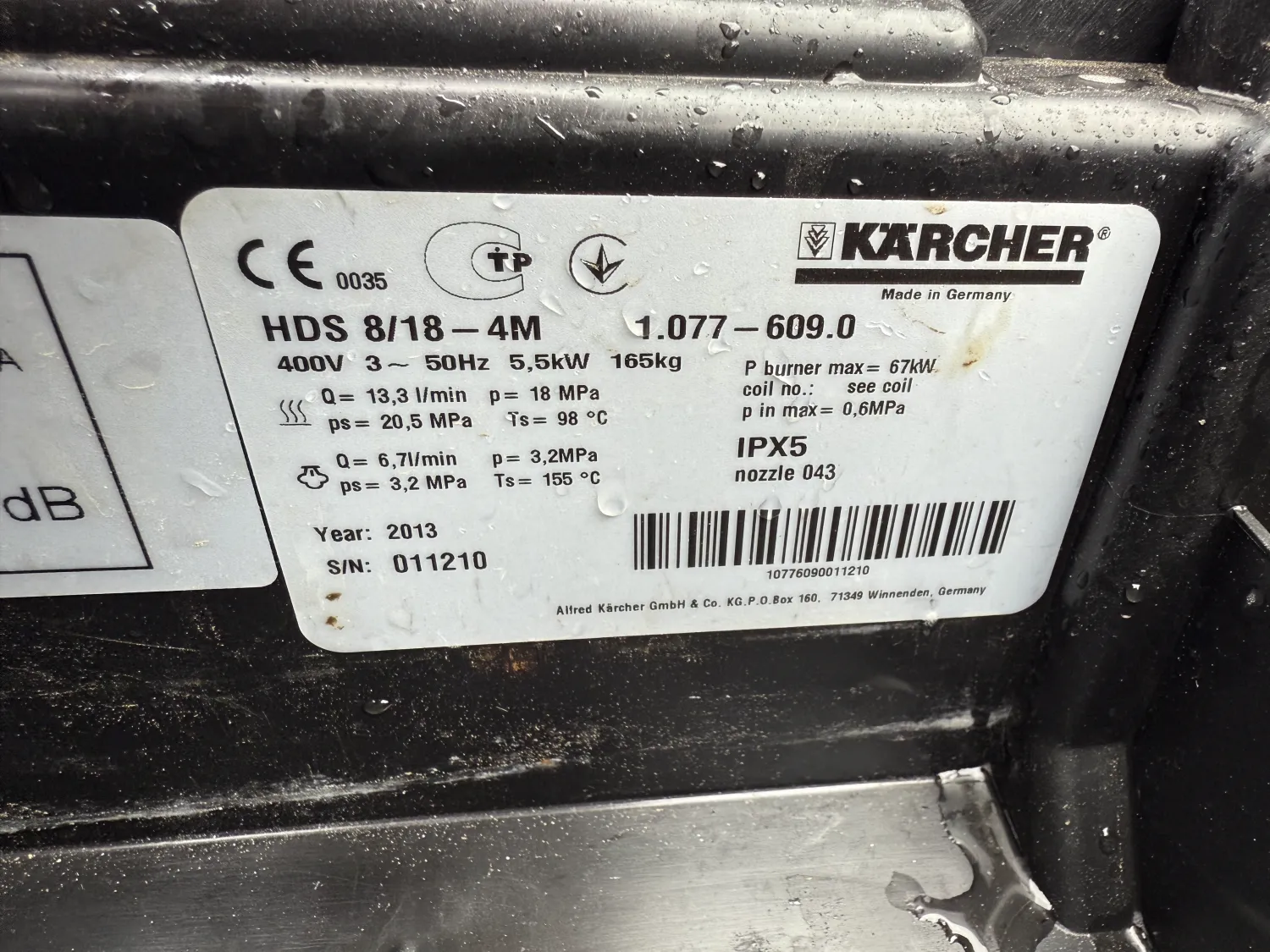 Karcher HDS 8/18-4M Hogedrukreiniger - 2013 - Goed Werkend