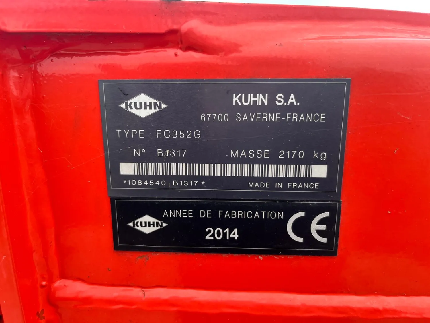 Kuhn FC 352 G maaier uit 2014 – Goedwerkend