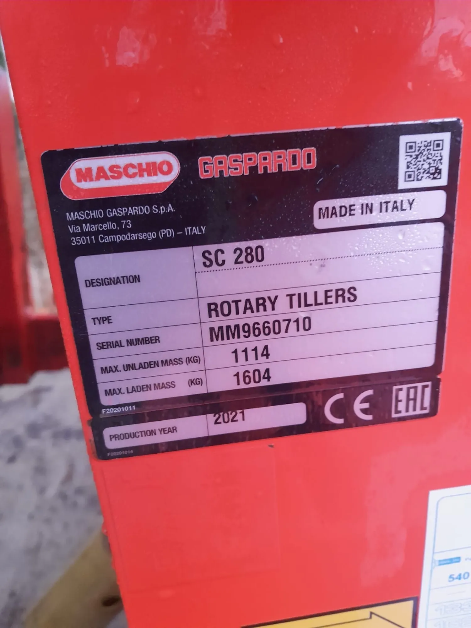 Maschio SC 280 Freesmachine - Bouwjaar 2021 - Weinig Gebruikt