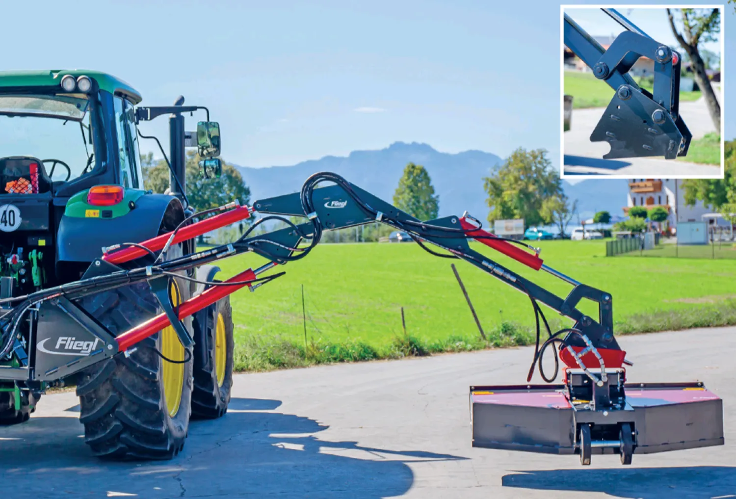 Braț Fliegl: Rază de Acțiune 4m, Pivotare Hidraulică, CAT2