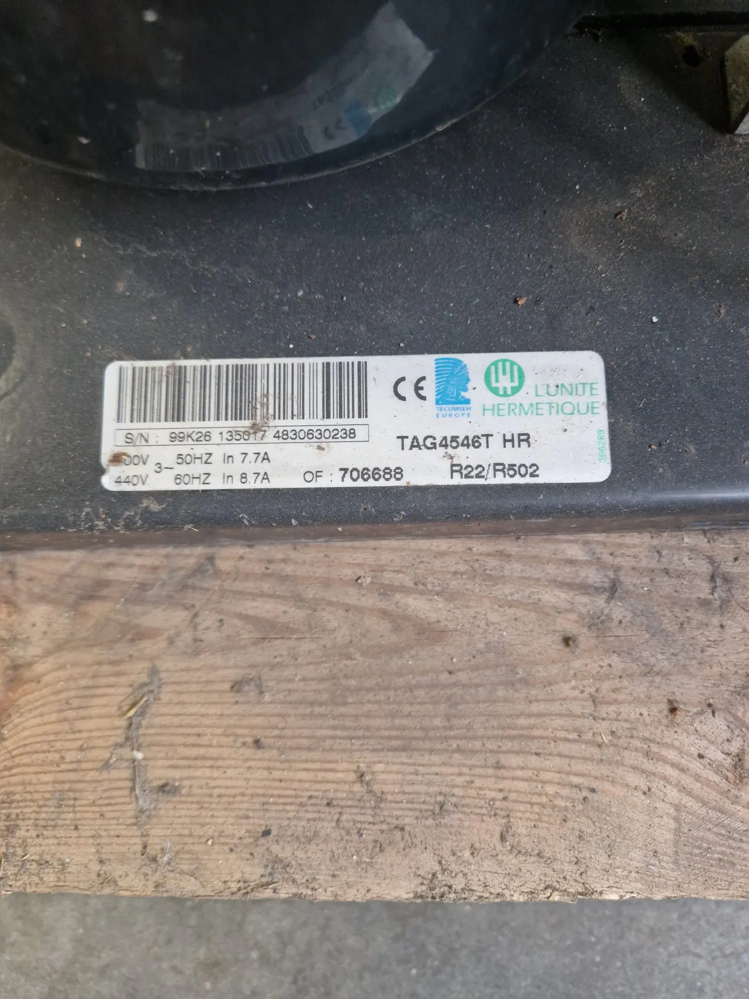 Hermetique TAG4546T HR Koelgroep voor Melkkoeltank