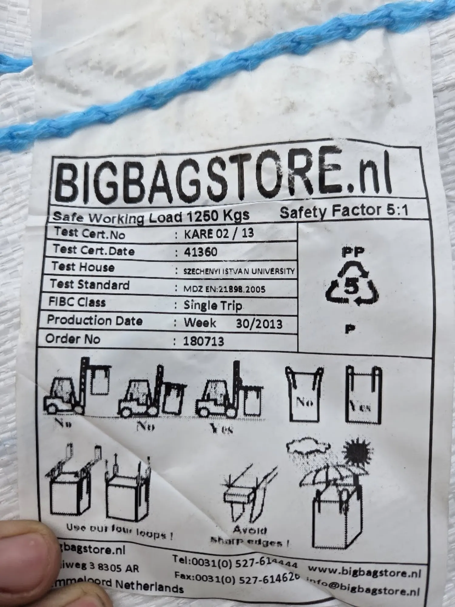 Nieuwe 1m³ bigbags – Capaciteit 1250kg