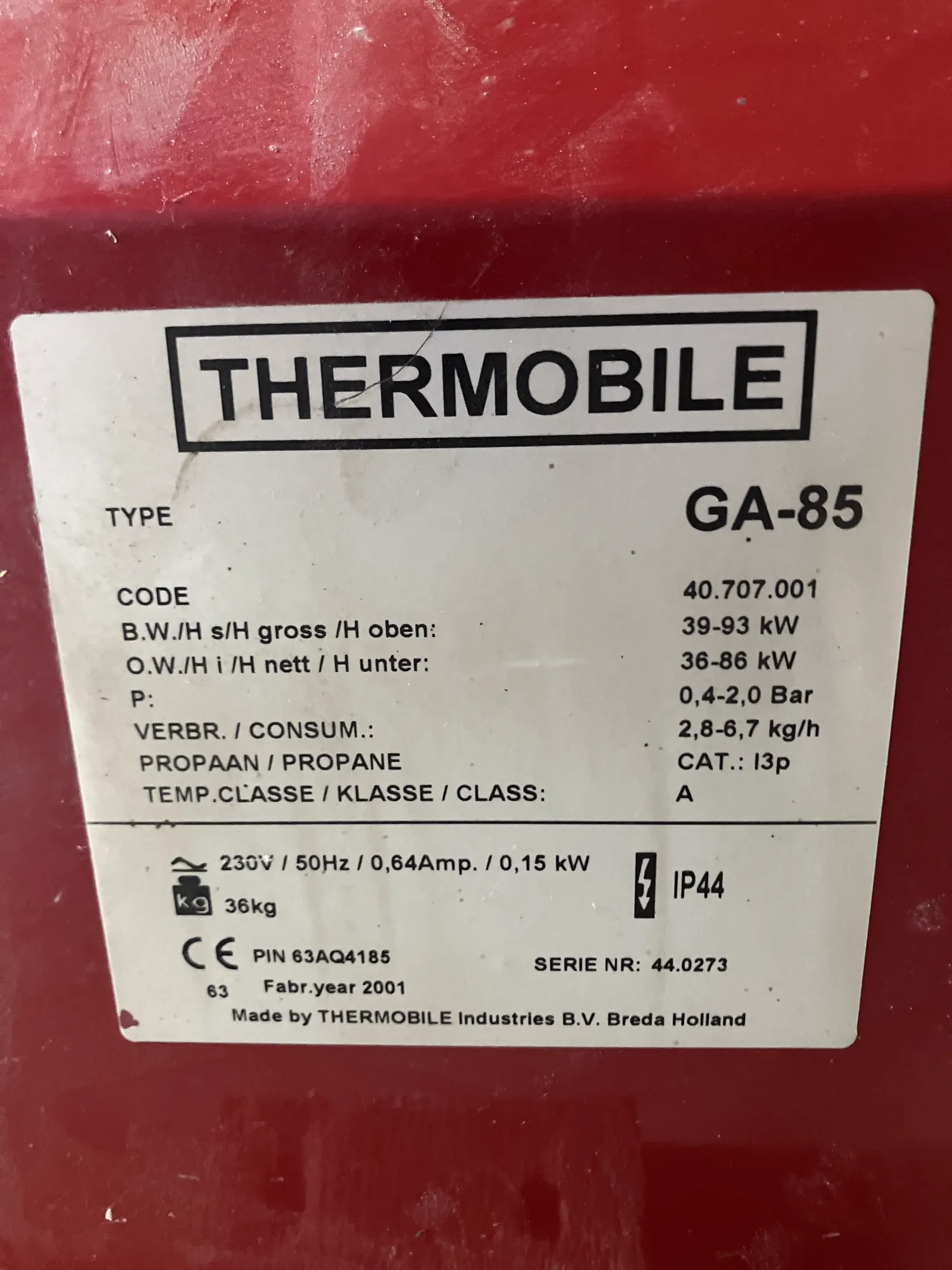 Thermobile propaankachels - GA85 & GA60E