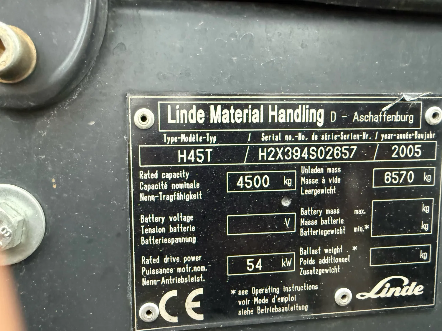 Linde H45T Heftruck - Gas, 2005, 4.1m Hefhoogte