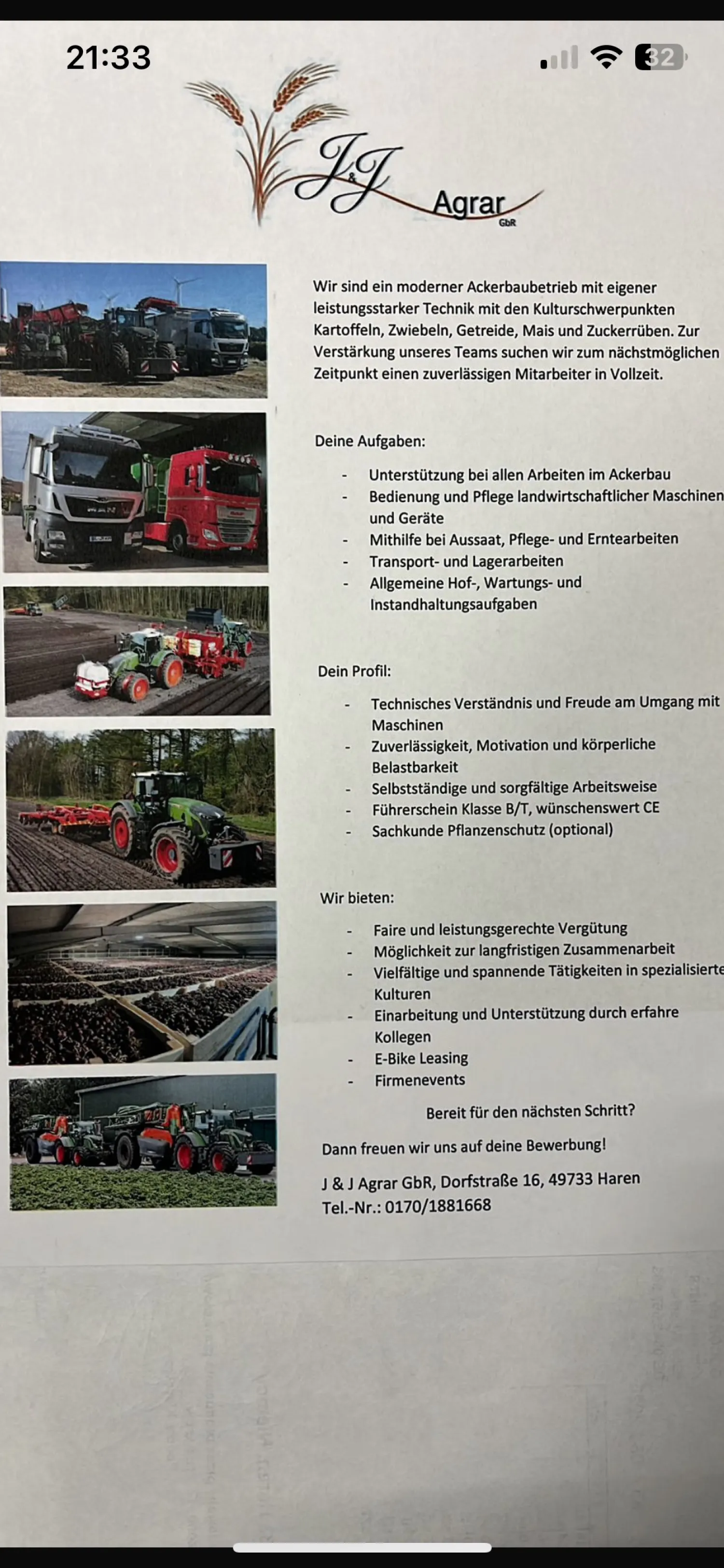 Landwirtschaftlicher Mitarbeiter (m/w/d) in Haren gesucht