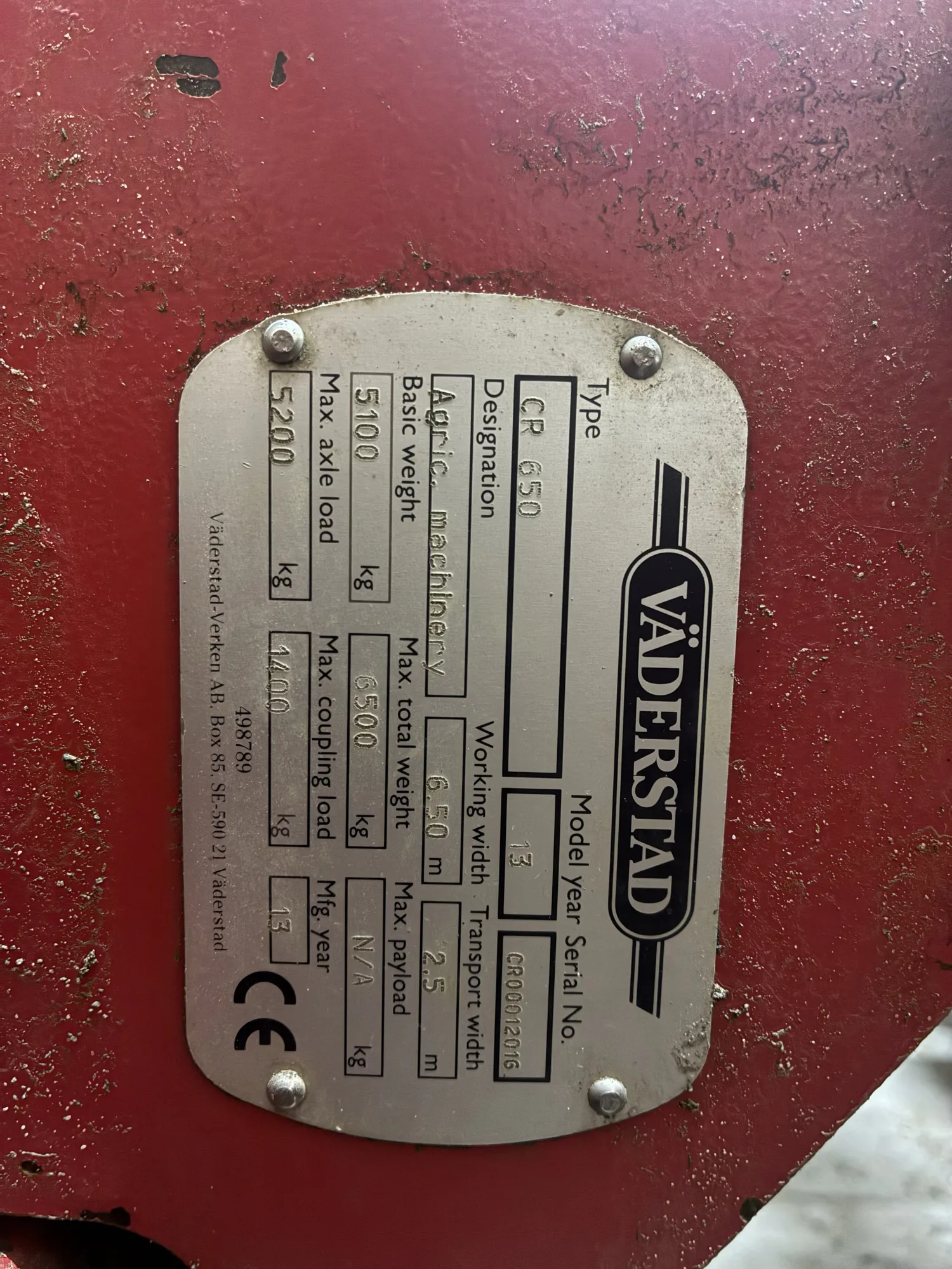 Väderstad Carrier CR 650 - Grada de discos de 6,5 m en venta